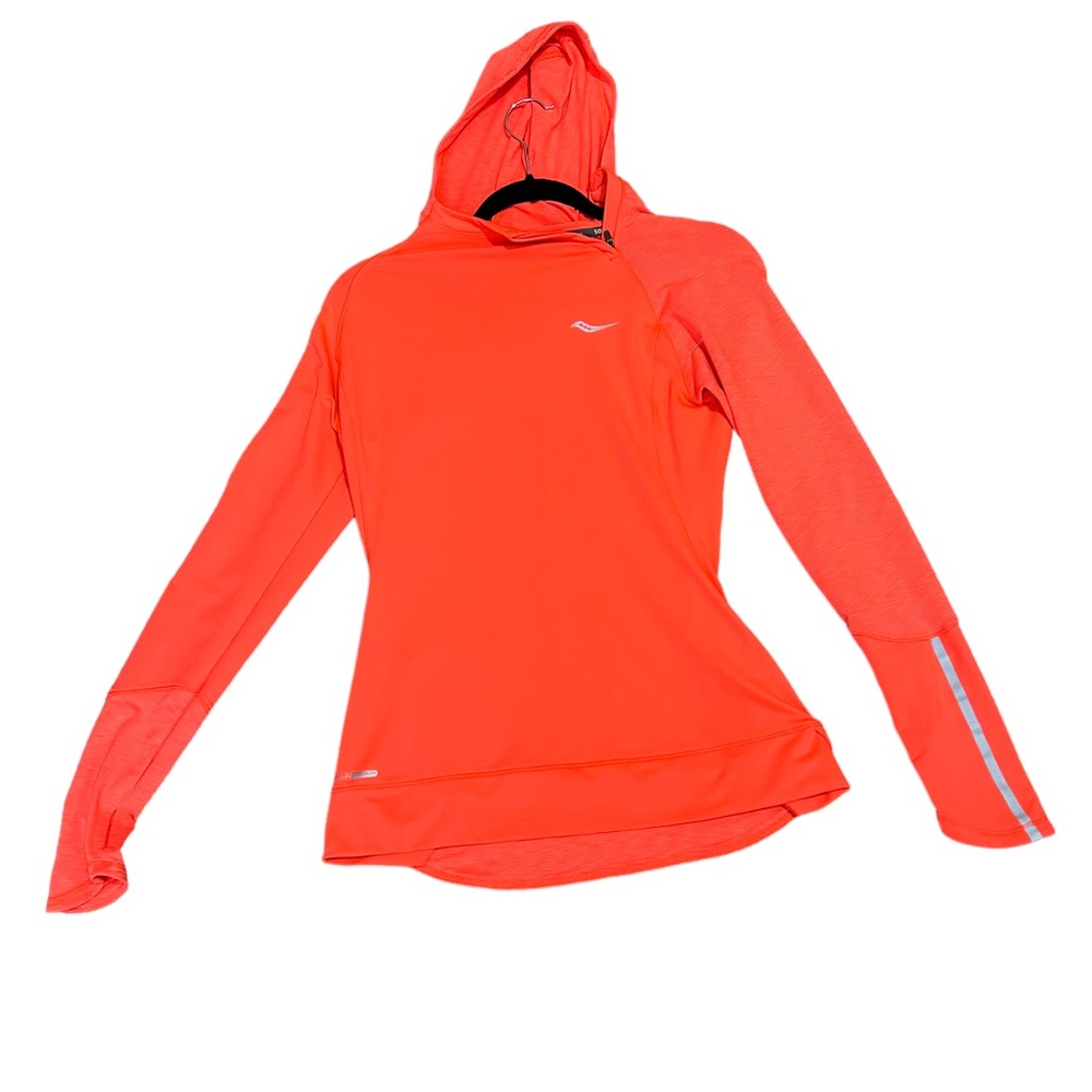 Saucony Women’s Warm Tech Running Hooded Reflective Jacket with PocketsThumbhole